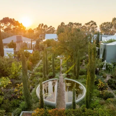 The garden at 81 On Church at dusk, from above