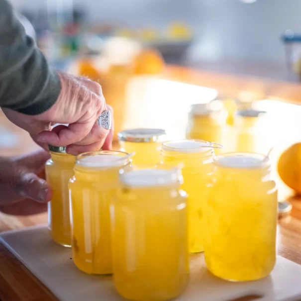 Johan with jars of homemade marmalade at 81 On Church